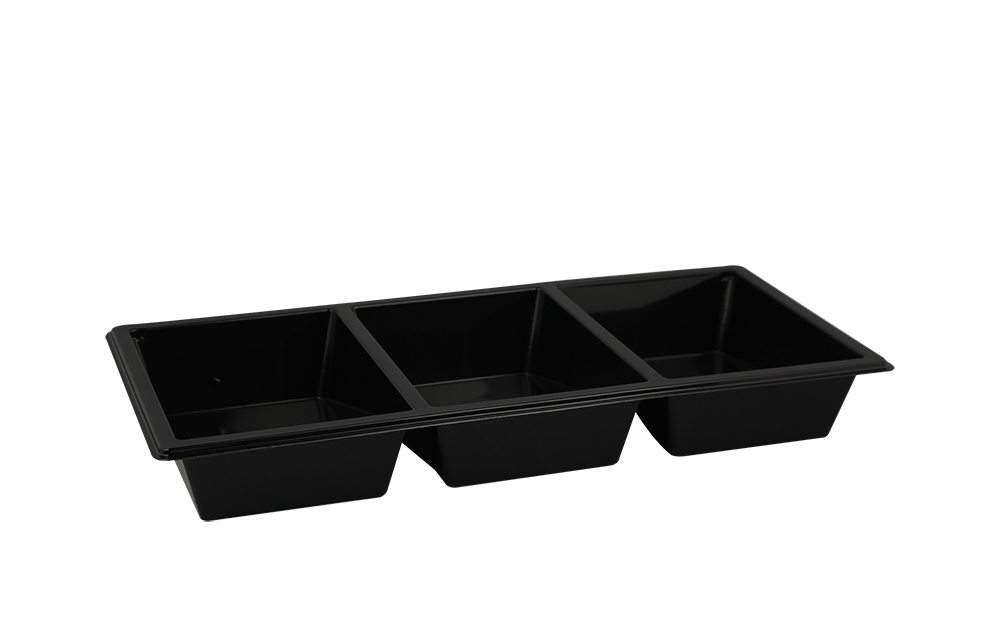 Tapasschaal RPET 3-Vaks 600cc Zwart