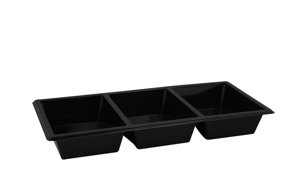Tapasschaal RPET 3-Vaks 600cc Zwart