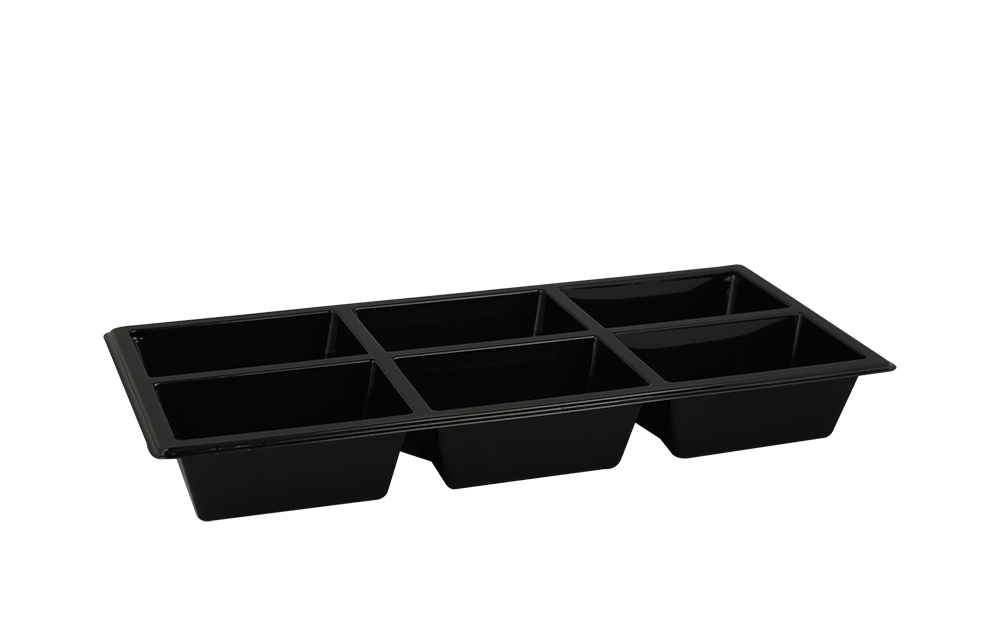 Tapasschaal RPET 6-Vaks 570cc Zwart