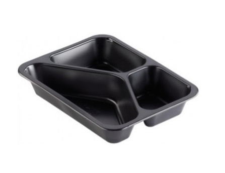 Menubak 3vaks PP 227x177x40mm Zwart