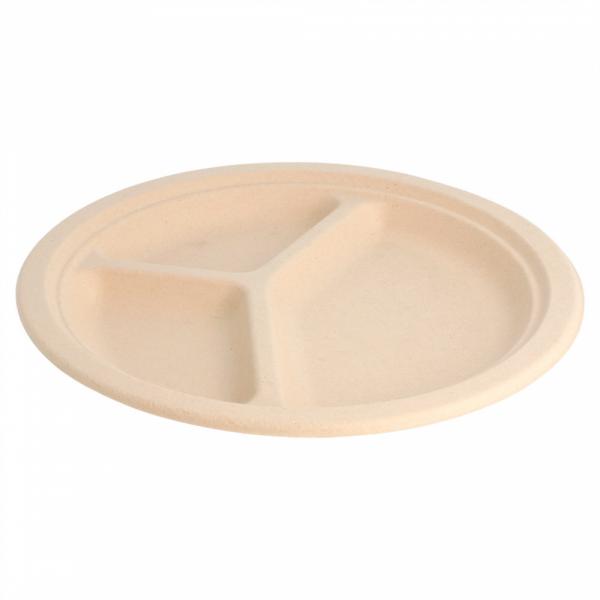 Bord Suikerriet Rond 3vkØ26cm Bruin