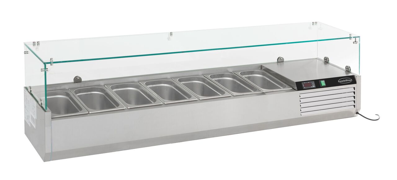 Gekoelde opzetvitrine 1600 7x 1/4GN Gekoelde opzetvitrine 1600 7x 1/4GN