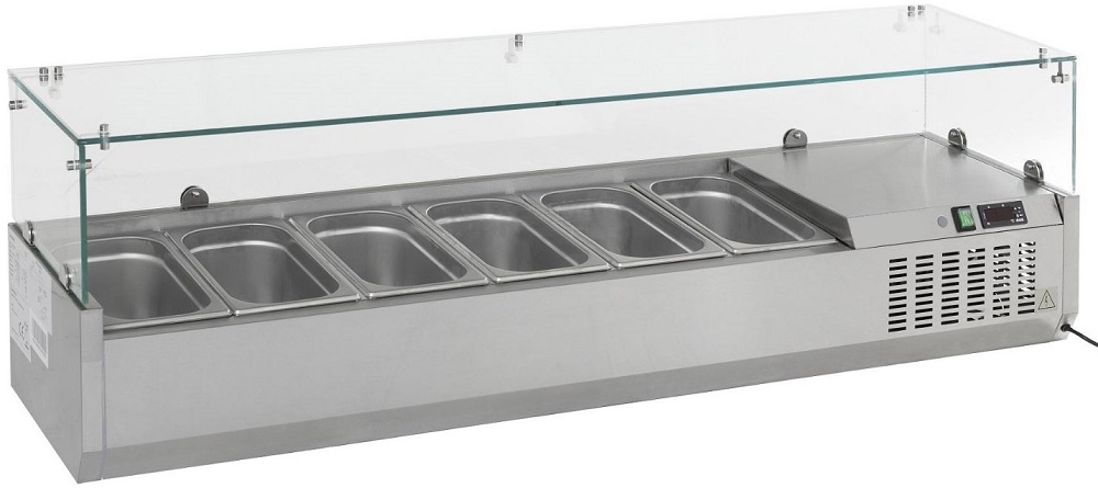 Gekoelde Opzetvitrine 6x 1/3GN 1400 Gekoelde Opzetvitrine 6x 1/3GN 1400