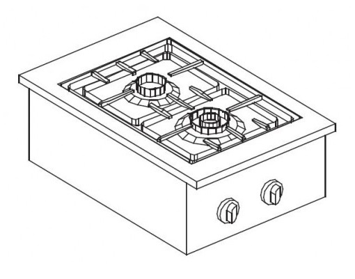 DropInn Gas Kookunit 2 branders 9kW