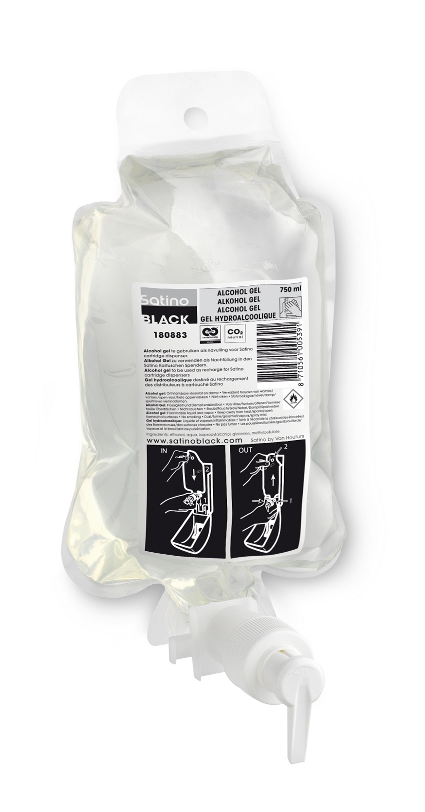 Satino Black NiQs Alcoholgel6x750ml Satino Black NiQs Alcoholgel6x750ml