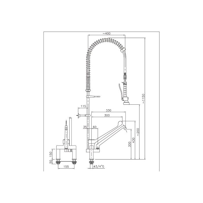 Spoeldouche Elleboogbediening 2gats Spoeldouche Elleboogbediening 2gats