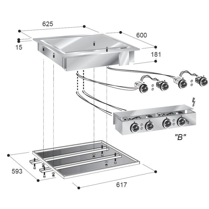 Elektrische bakplaat chroom 400v Elektrische bakplaat chroom 400v