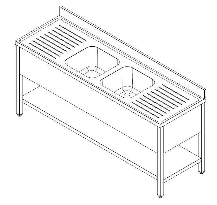 700 Spoeltafel + bodemschap 2xbak M