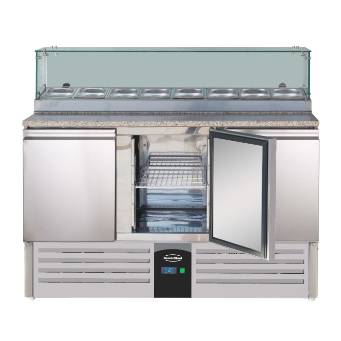 Pizzawerkbank glasopstand 3 deuren Pizzawerkbank glasopstand 3 deuren