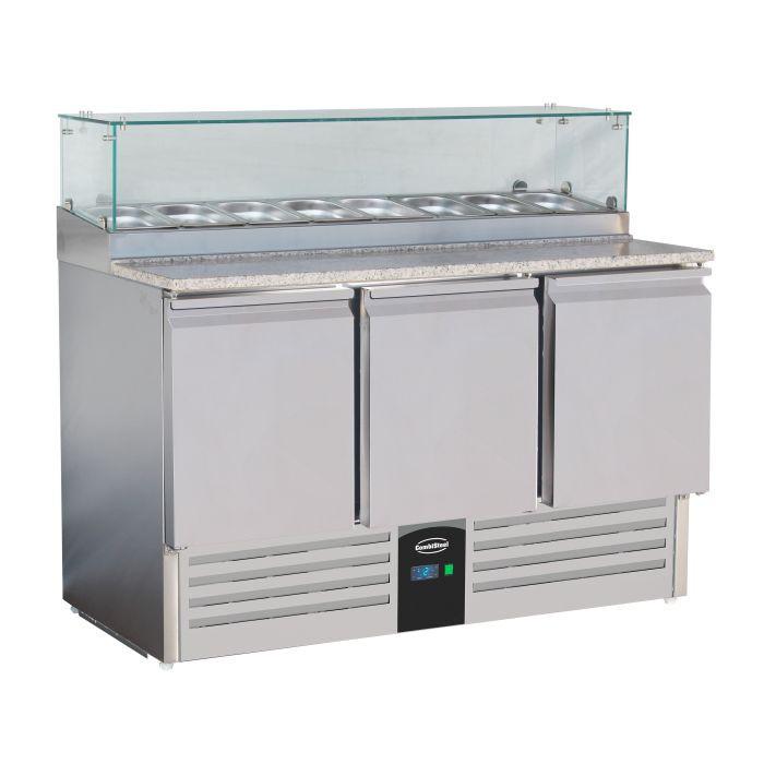 Pizzawerkbank glasopstand 3 deuren
