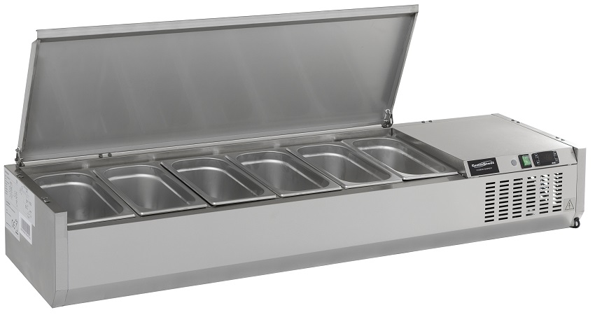 Opzetvitrine + RVS deksel 10x1/4GN