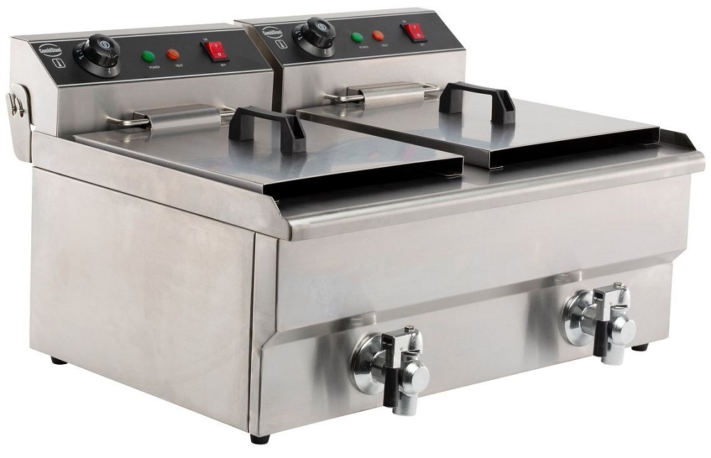 Tafelfriteuse Elek 2x 8Ltr + aftap Tafelfriteuse Elek 2x 8Ltr + aftap