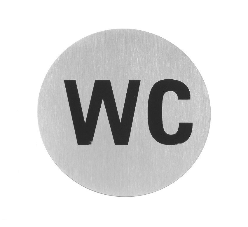 Deurschildje WC Ø75mm RVS