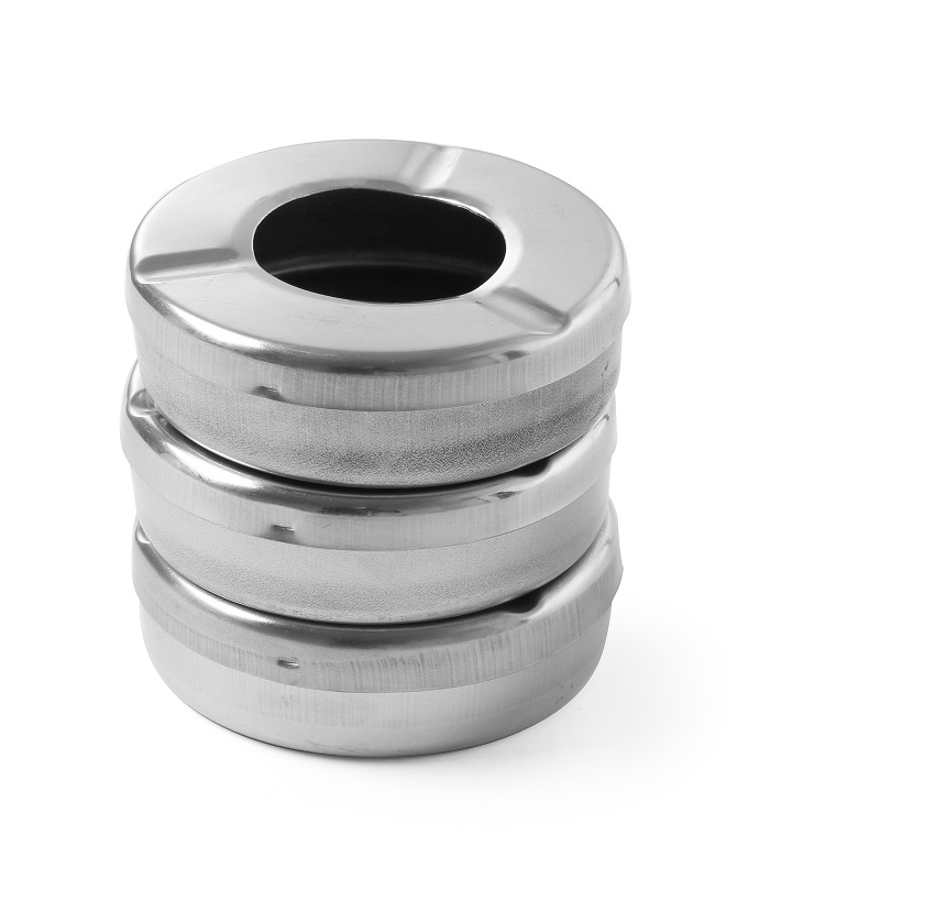 Asbak met Deksel Ø90x28mm RVS - 3st Asbak met Deksel Ø90x28mm RVS - 3st