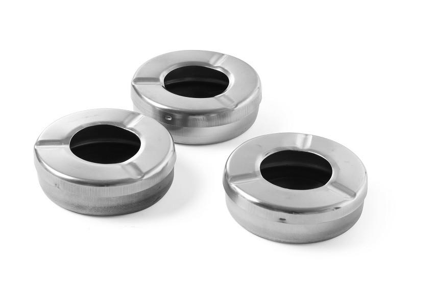 Asbak met Deksel Ø90x28mm RVS - 3st