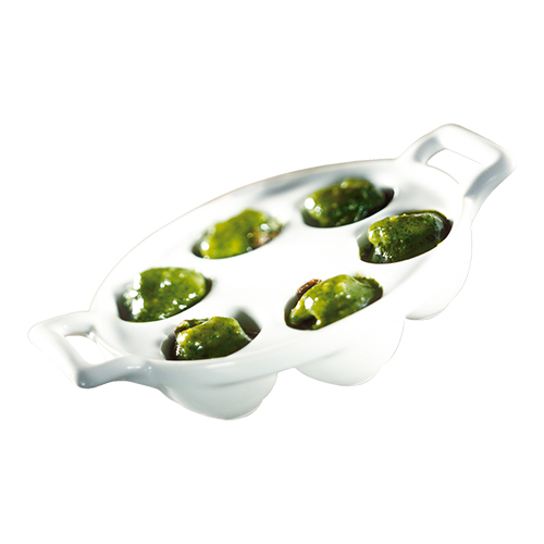 Slakkenschaal+grepen, porselein