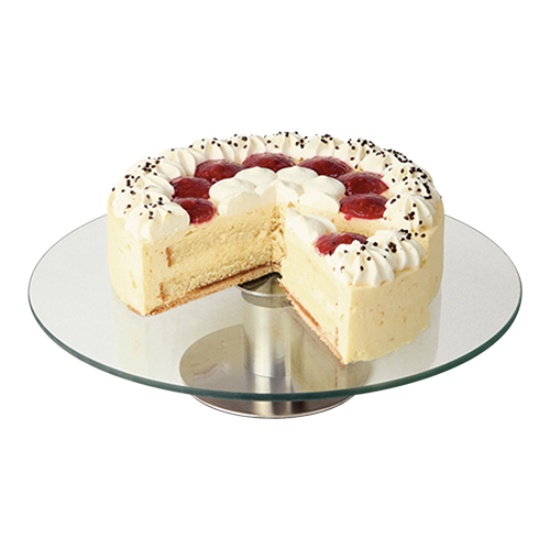 Taartstandaard glas, RVS draaivoet Taartstandaard glas, RVS draaivoet