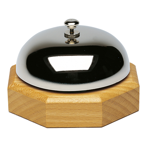 Receptiebel met houten voet 9cm Receptiebel met houten voet 9cm
