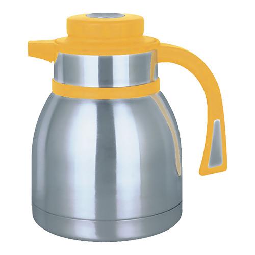 Thermoskan RVS m. Drukknop Geel 1L