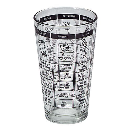 Mixglas met opgedrukte recepten Mixglas met opgedrukte recepten