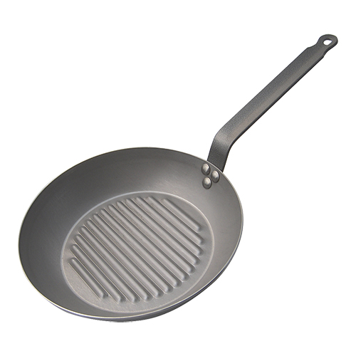 Grillpan Ø30cm geribbeld plaatstaal