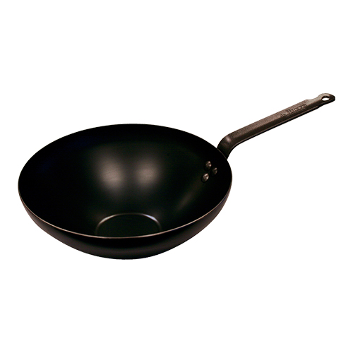 Wok plaatstaal steel+greep Ø24cm.