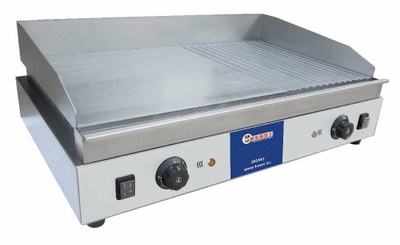 Bakplaat RVS 2/3 glad, 1/3 geribd Bakplaat RVS 2/3 glad, 1/3 geribd
