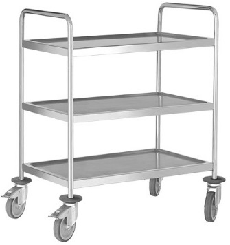 Serveerwagen RVS 3 plateaus Serveerwagen RVS 3 plateaus