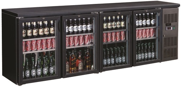 Barkoeler 4 glasdeuren - Zwart