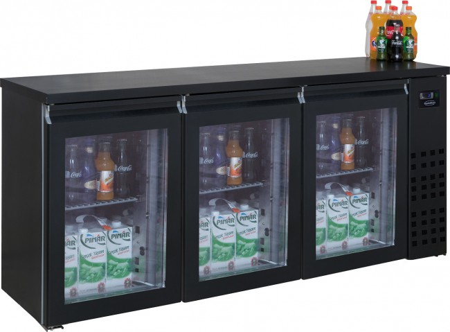 Barkoeler Zwart 3 Glasdeuren 500L