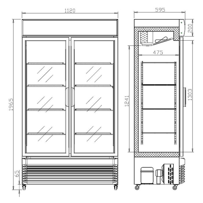 Koelkast schuifglasdeuren BEZ-750SL Koelkast schuifglasdeuren BEZ-750SL