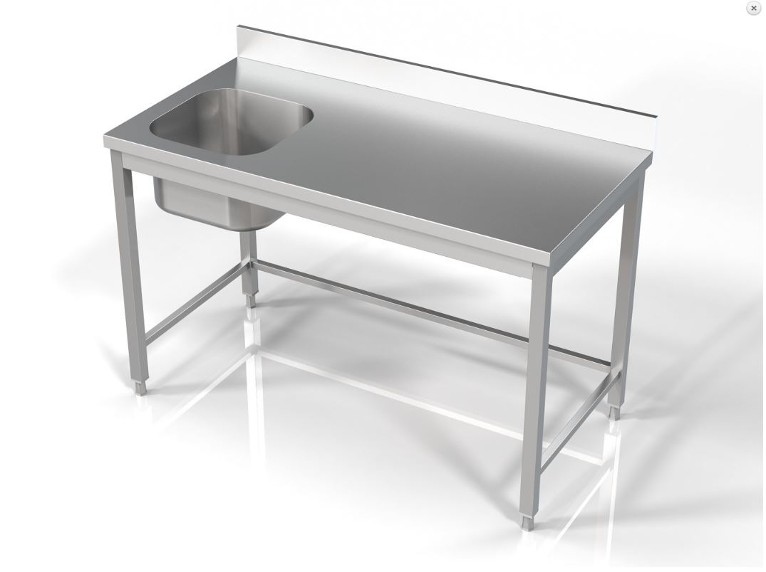 Spoeltafel 1400mm, spoelbak links