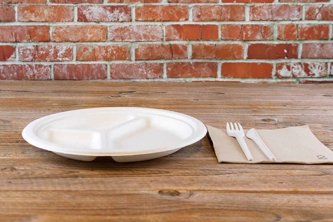 Bord Suikerriet 3-Vaks Ø23cm Wit Bord Suikerriet 3-Vaks Ø23cm Wit