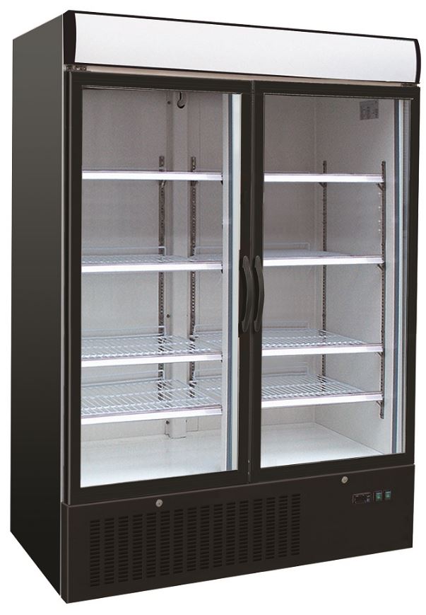 Koelkast zwart 2 glasdeuren Koelkast zwart 2 glasdeuren