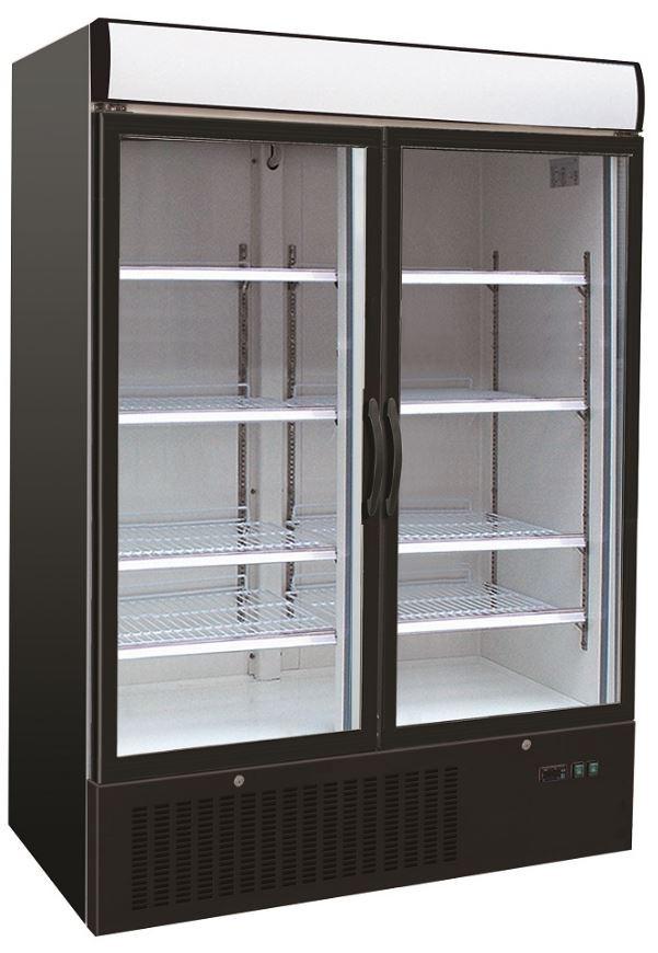 Vrieskast zwart 2 glasdeuren