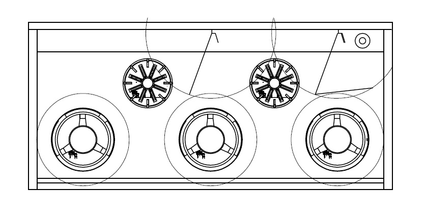 Woktafel BWE 3+2 branders Woktafel BWE 3+2 branders
