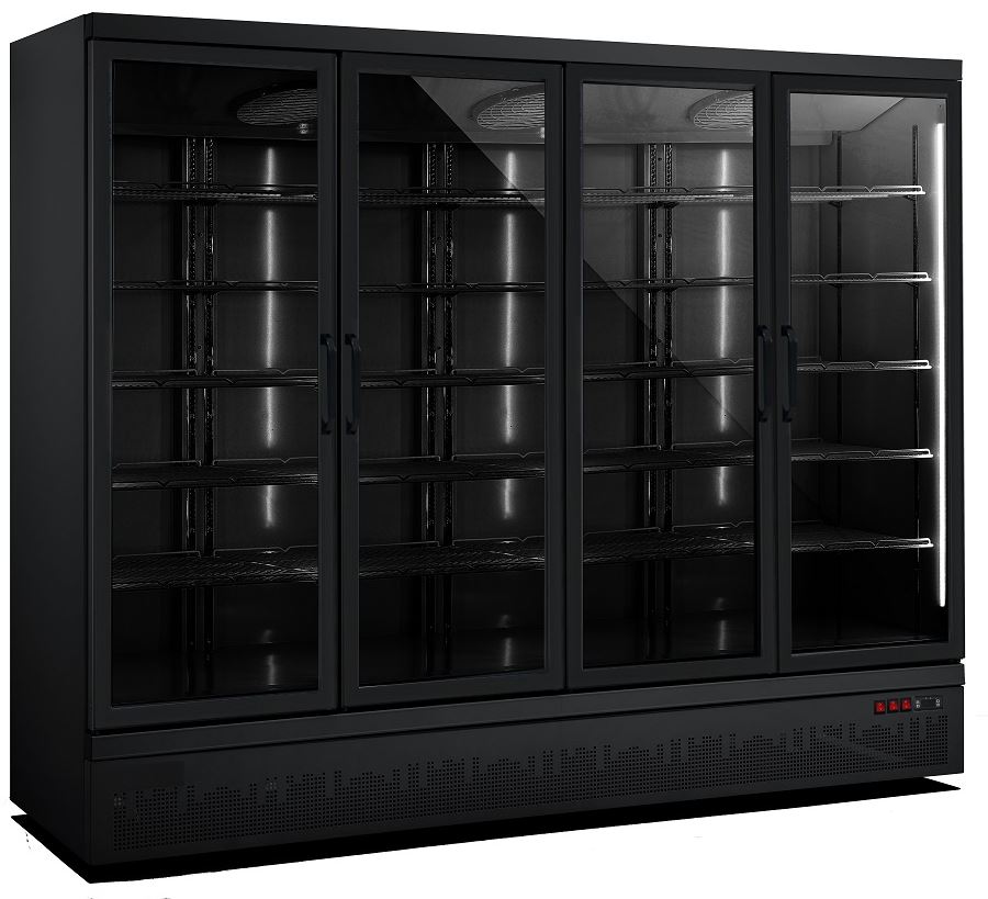 Koelkast zwart 4 glasdeuren Koelkast zwart 4 glasdeuren