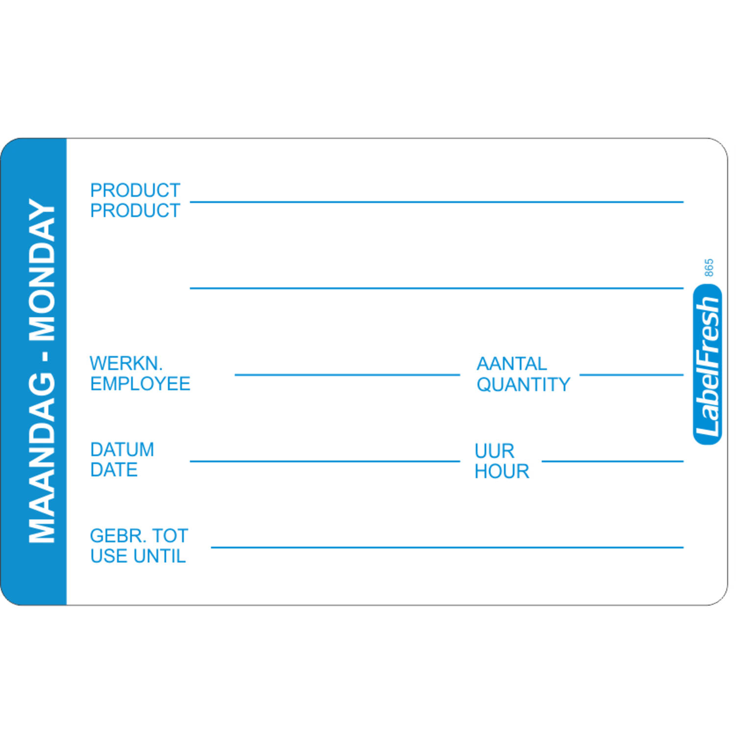 Codelabel Groot Maandag Blauw