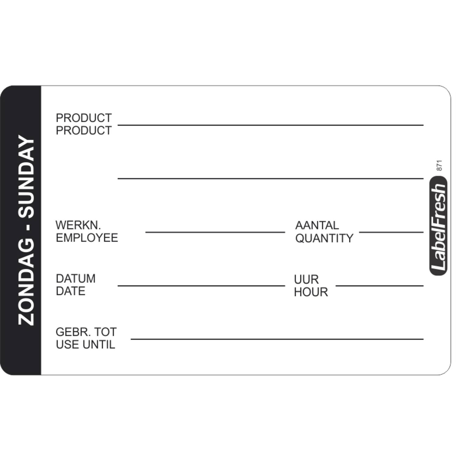 Codelabel Groot Zondag Zwart