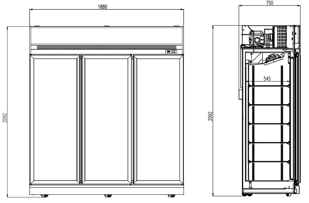 Koelkast 3 Glasdeuren INS-1530R Koelkast 3 Glasdeuren INS-1530R