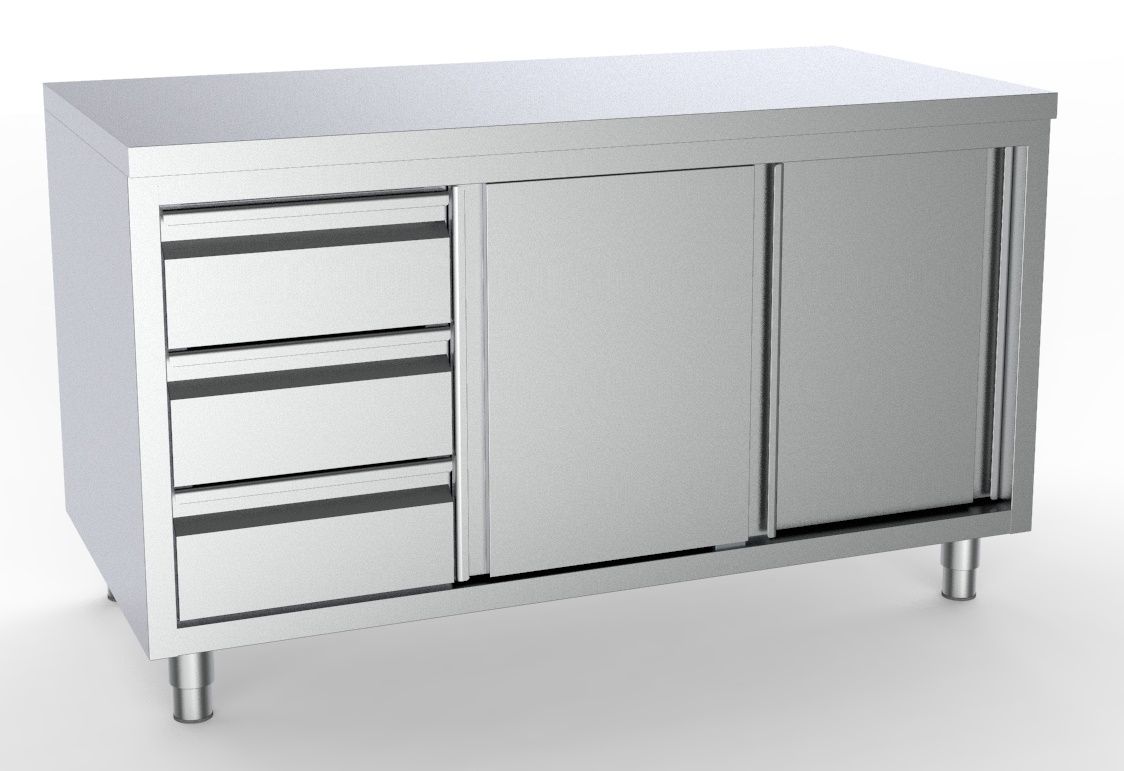 Werktafel met schuifdeuren 1400x700 Werktafel met schuifdeuren 1400x700