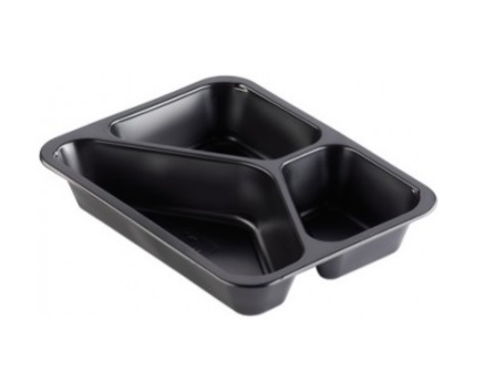 Menubak 3vaks PP 227x178x32mm Zwart Menubak 3vaks PP 227x178x32mm Zwart